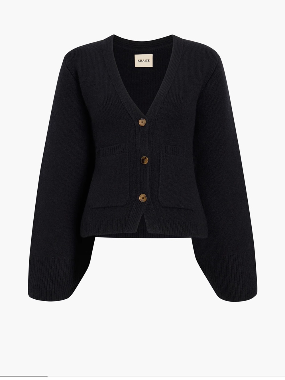 KHAITE Scarlet Cardigan - Never Worn - Black Three-Button Patch-Pocket Cardigan